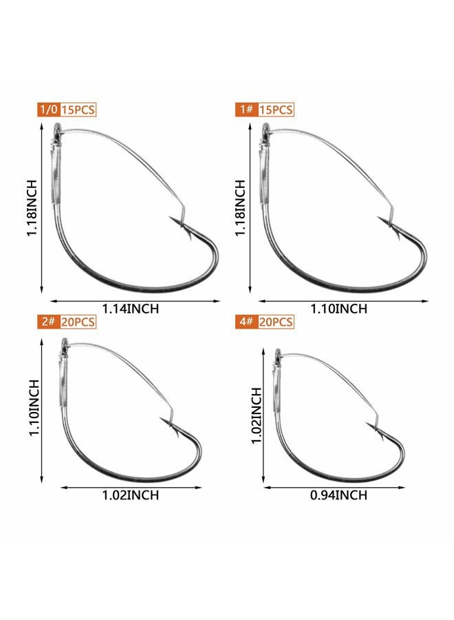 Shaddock Fishing Weedless Wacky Hook Set - 163PCS Soft Baits Stainless Steel Guard Wacky Hooks Silicone Wacky Rig O-Rings Worm Soft Plastic Baits for - Image 2