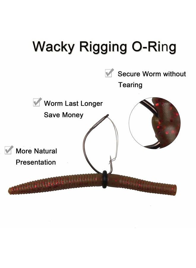 Shaddock Fishing Weedless Wacky Hook Set - 163PCS Soft Baits Stainless Steel Guard Wacky Hooks Silicone Wacky Rig O-Rings Worm Soft Plastic Baits for - Image 4