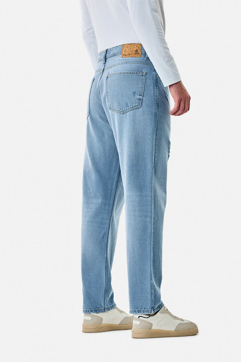 SNITCH Light Blue Light Blue Solid Relaxed Streetwear Jeans for Men | Best Price UAE