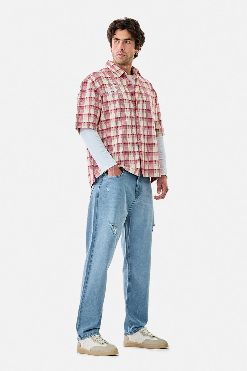 SNITCH Light Blue Light Blue Solid Relaxed Streetwear Jeans for Men | Best Price UAE