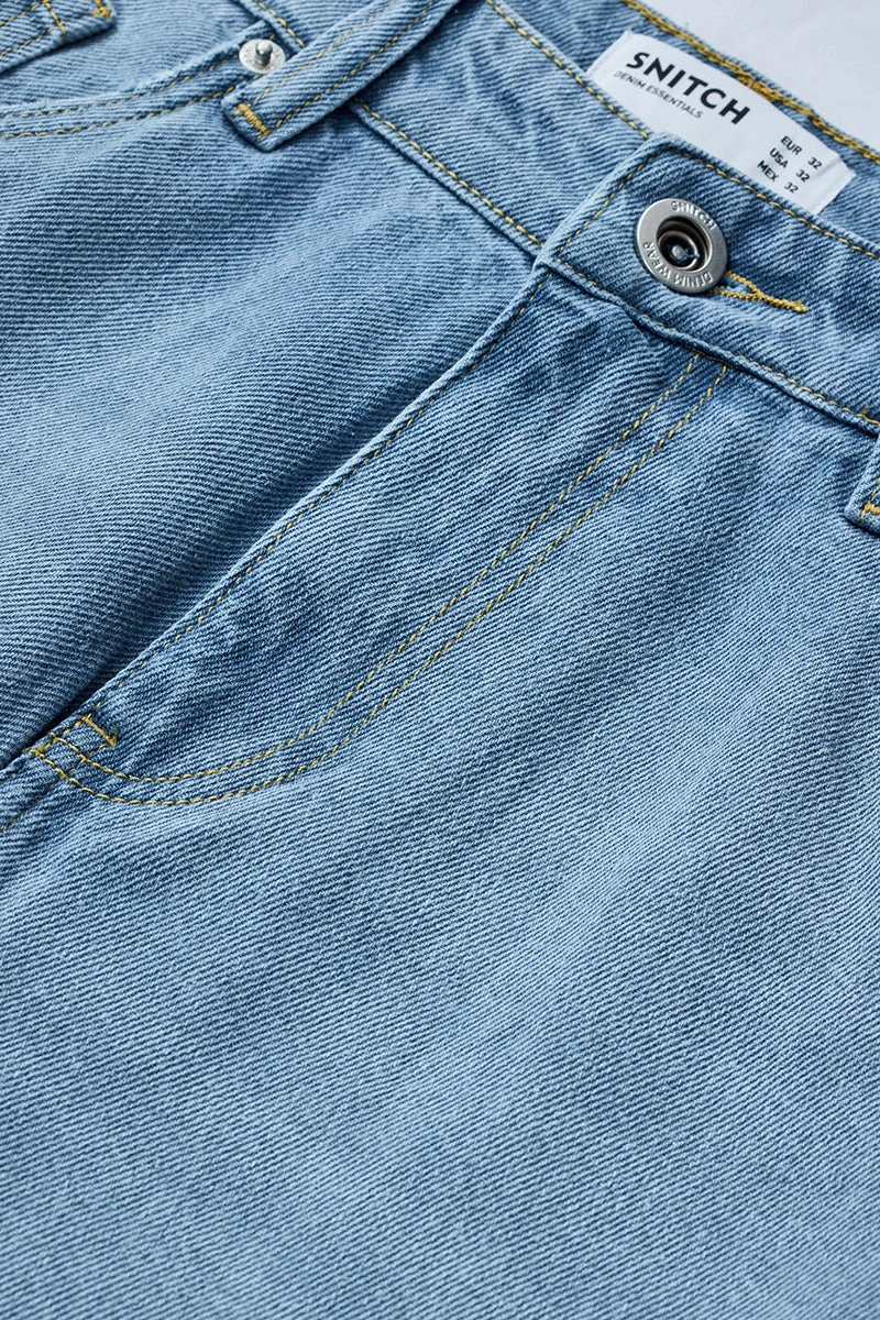 SNITCH Light Blue Light Blue Solid Relaxed Streetwear Jeans for Men | Best Price UAE
