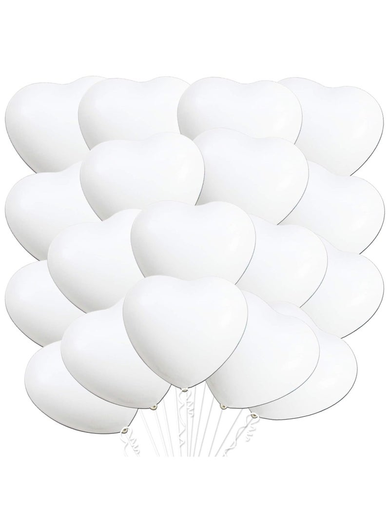 KATCHON White Heart Shaped Latex Balloons Pack of 30 | Heart Balloons for Wedding Party Decorations - Image 1