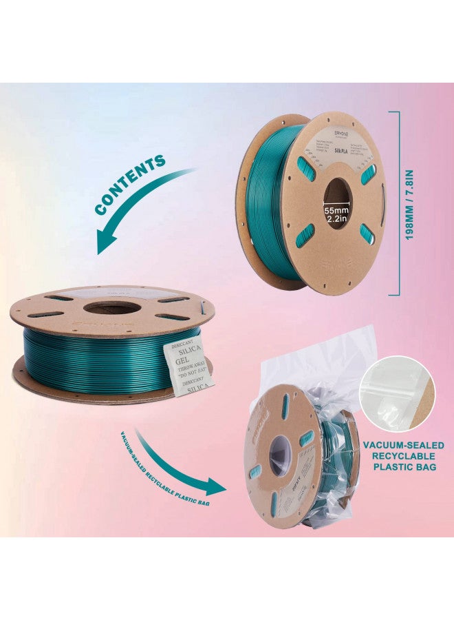 ERYONE Silk Dual Color PLA Filament 3D Printer 1.75mm +/- 0.03mm, Bicolor Filament Two Tone PLA 1KG(2.2lbs) Cardboard Spool, Black Green - Image 4
