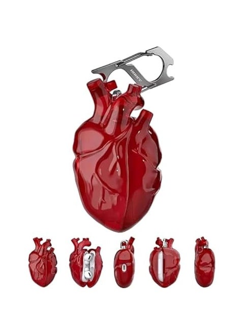 for Airpods Pro 2 Case 3D Heart, Liquid Silicone Transparent Cover with Metal Keychain, Fantasy Design for Airpod Pro 2nd Generation Case, Anatomical Heart Ornament (Red, for AirPods 4)