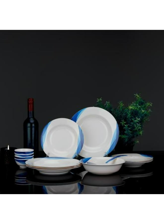 DELCASA طقم عشاء مكون من 14 قطعة من الميلامين، DC2152 - أطباق حساء قوية للنزهات، أطباق، ملعقة تقديم للأطفال، البالغين، تصميم أنيق وجودة ممتازة، خفيف الوزن، آمن للغسل في غسالة الصحون - Image 2