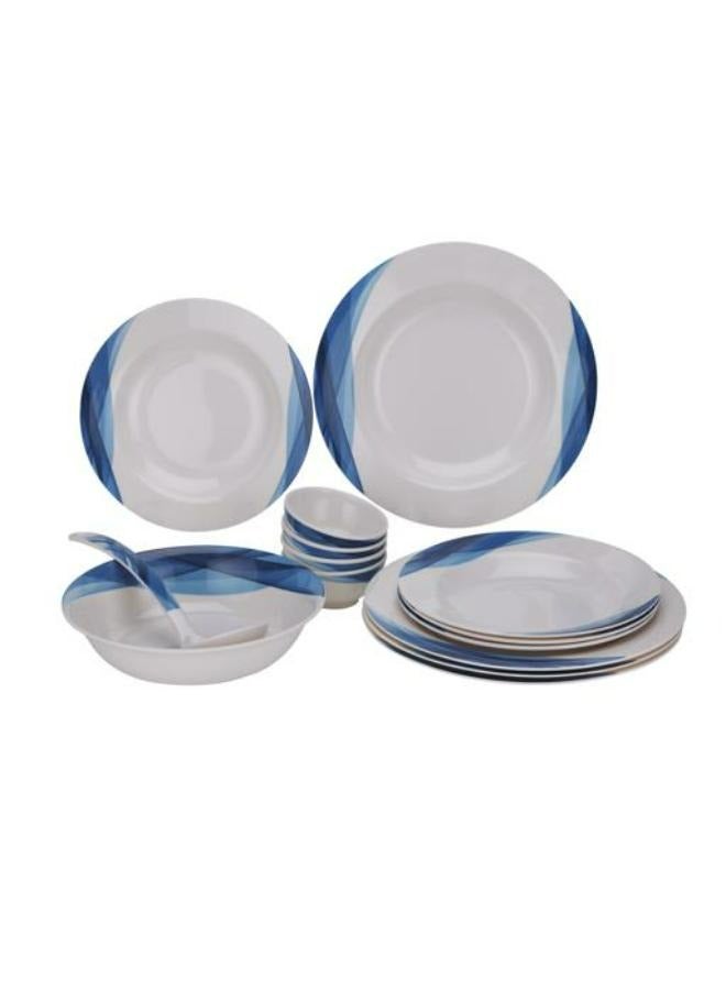 DELCASA طقم عشاء مكون من 14 قطعة من الميلامين، DC2152 - أطباق حساء قوية للنزهات، أطباق، ملعقة تقديم للأطفال، البالغين، تصميم أنيق وجودة ممتازة، خفيف الوزن، آمن للغسل في غسالة الصحون - Image 1