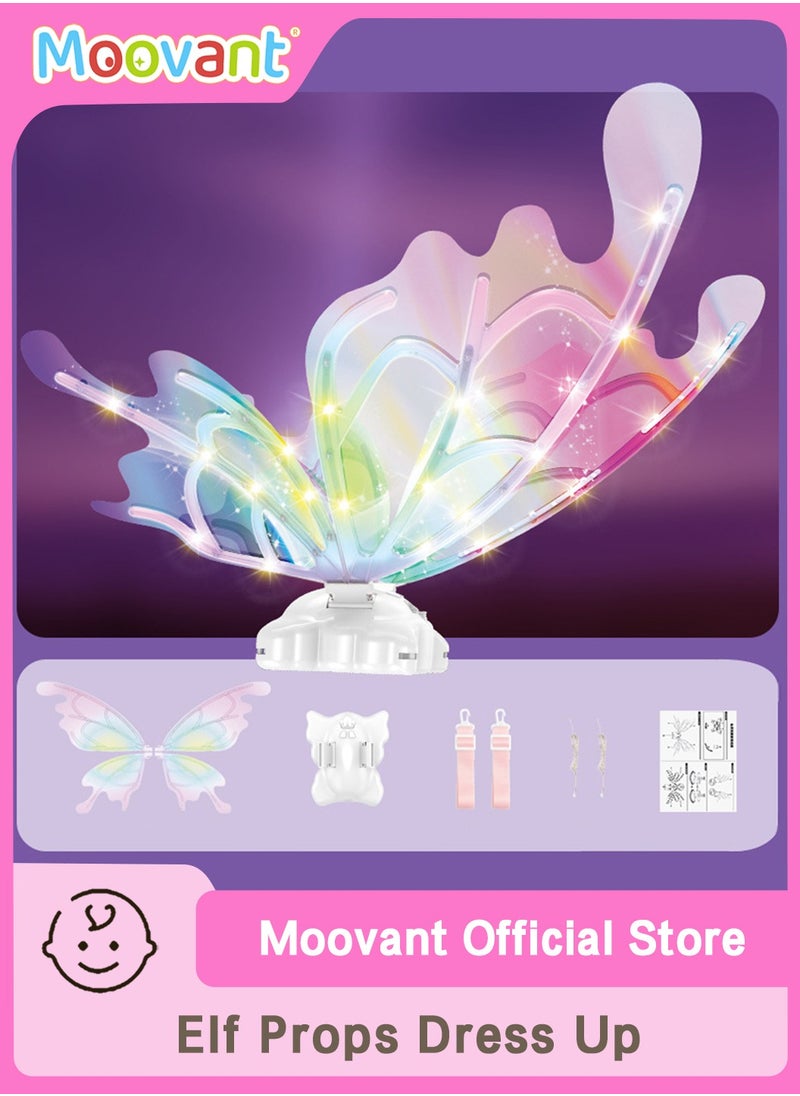 Moovant Electric Fairy Wings for Girls, Battery-Operated Moving Butterfly Wings with LED Lights, Color-Changing Toy for Kids, Princess Role Play Party Gift with Music  - Image 1