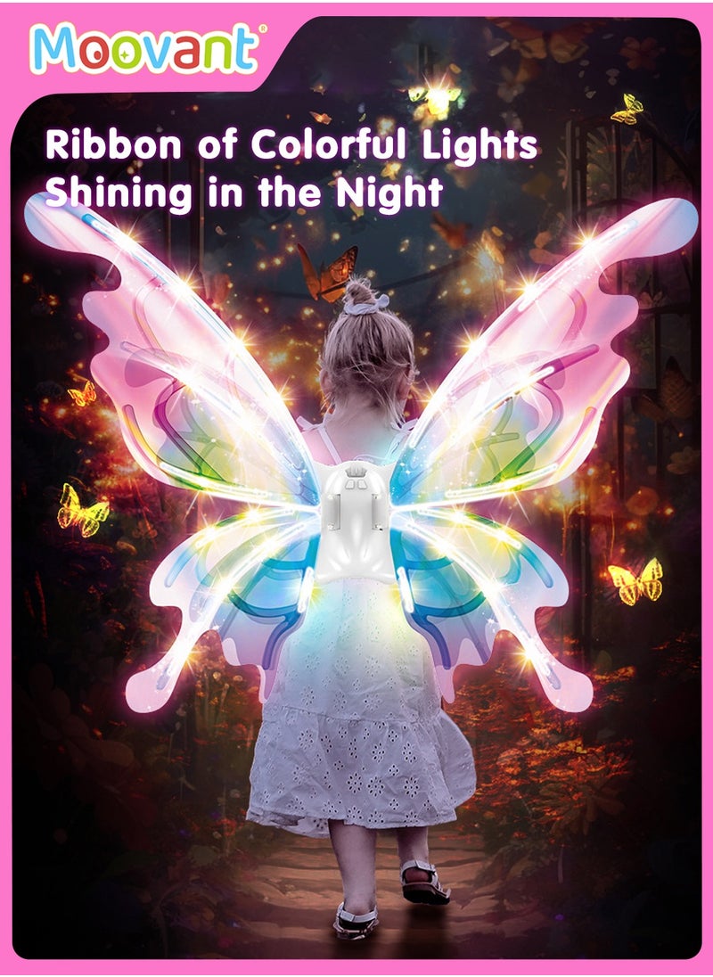 Moovant Electric Fairy Wings for Girls, Battery-Operated Moving Butterfly Wings with LED Lights, Color-Changing Toy for Kids, Princess Role Play Party Gift with Music  - Image 3