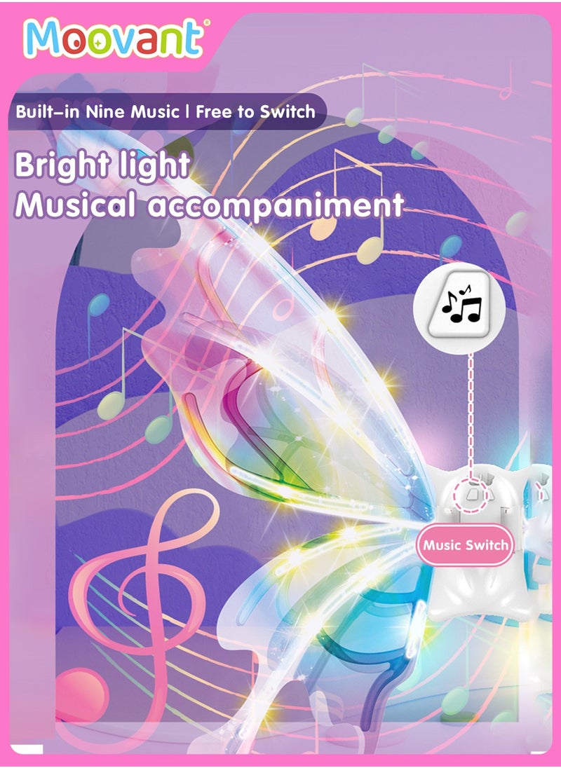 Moovant Electric Fairy Wings for Girls, Battery-Operated Moving Butterfly Wings with LED Lights, Color-Changing Toy for Kids, Princess Role Play Party Gift with Music  - Image 4