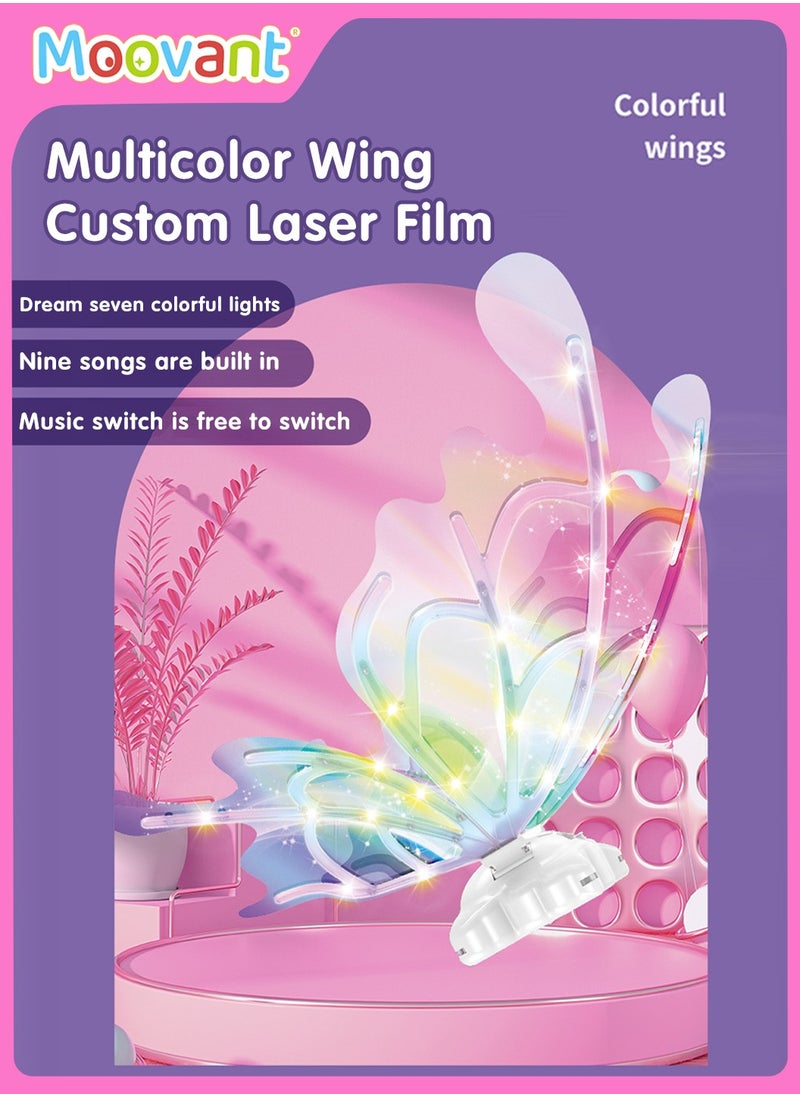 Moovant Electric Fairy Wings for Girls, Battery-Operated Moving Butterfly Wings with LED Lights, Color-Changing Toy for Kids, Princess Role Play Party Gift with Music  - Image 5