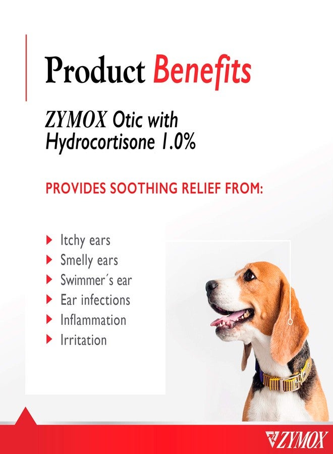 Zymox Otic Enzymatic Solution for Dogs and Cats to Soothe Ear Infections with 1% Hydrocortisone for Itch Relief, 1.25oz - Image 2