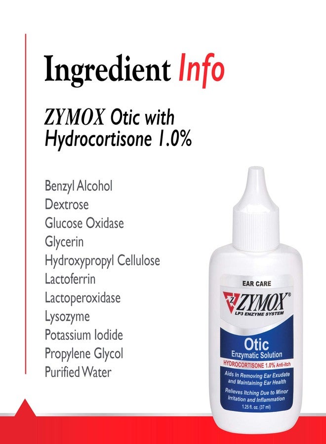 Zymox Otic Enzymatic Solution for Dogs and Cats to Soothe Ear Infections with 1% Hydrocortisone for Itch Relief, 1.25oz - Image 5