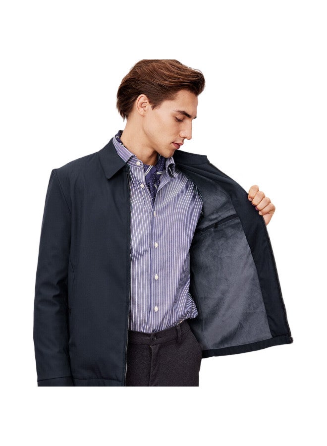 FIRS Fleece-Lined Jacket For Men, Lapel Collar, Windproof, Warm, Spring And Autumn, Business Casual, Commute, Work, Waterproof Coat - Image 3