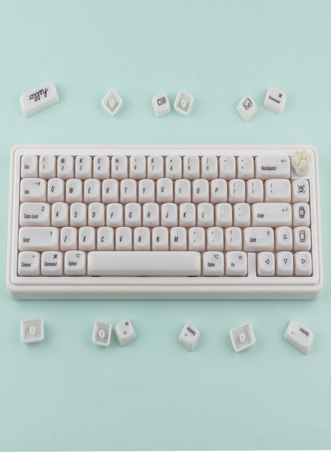 Tsungup MOA Keycaps,136 Keys Cute Ceramic Textured Custom Keycaps 60 75 Percent, Minimalist White Keycap Set Key Caps Keyboard for Cherry Gateron MX Swithes Mechanical Keyboards(Translucent White) - Image 3