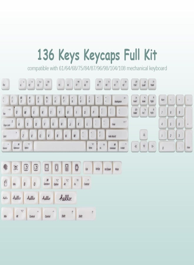 Tsungup MOA Keycaps,136 Keys Cute Ceramic Textured Custom Keycaps 60 75 Percent, Minimalist White Keycap Set Key Caps Keyboard for Cherry Gateron MX Swithes Mechanical Keyboards(Translucent White) - Image 2