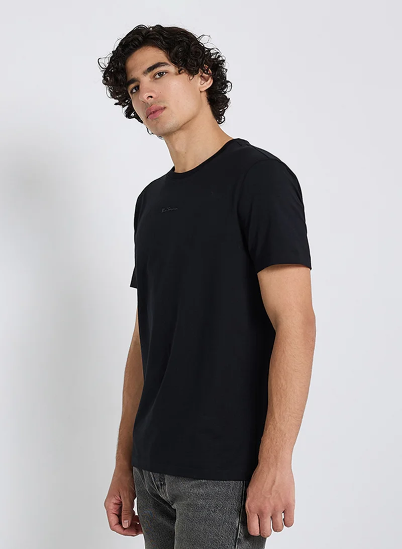 Ben Sherman Spandex Logo Embroidered Crew Neck T-Shirt