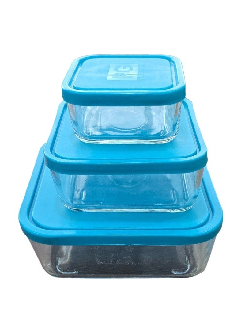 CATANES Set of 3 Piece Glass Storage Bowls Glassware Bowl With Air Tight Closing Lid  - Image 1