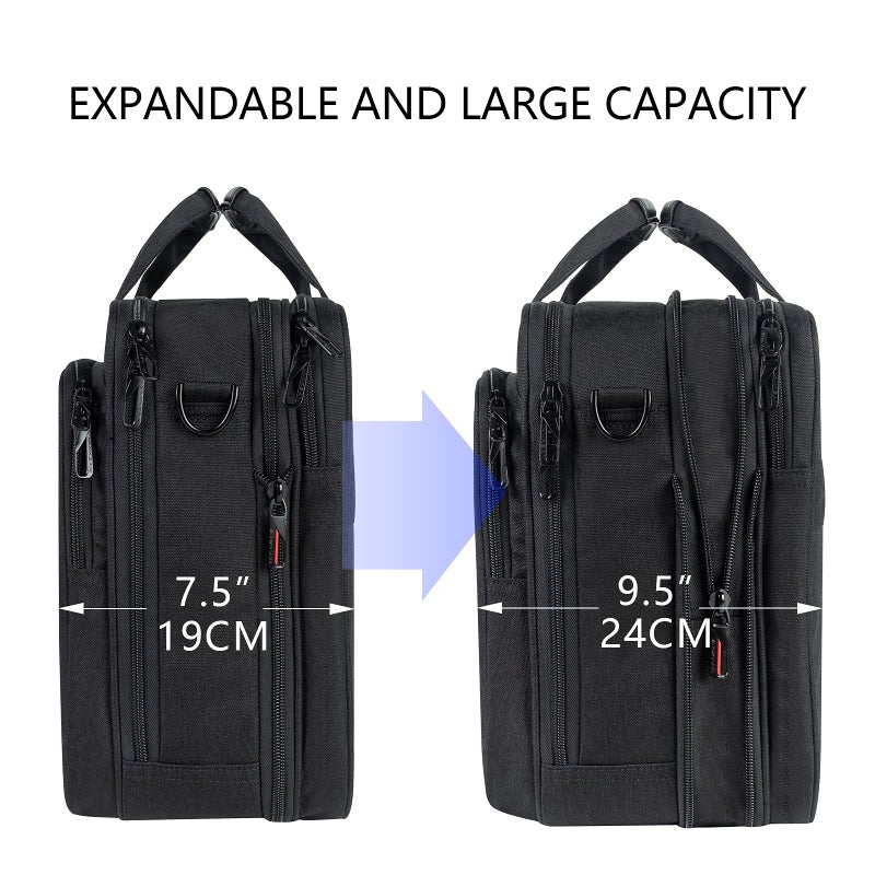 VANKEAN Laptop Briefcase Premium Laptop Case Fits Up to 17.3 Inch Business Shoulder Bag Laptop Expandable Water-Repellent Messenger Bag for Men/Women Computer Bag for Travel/Business/Black - Image 3