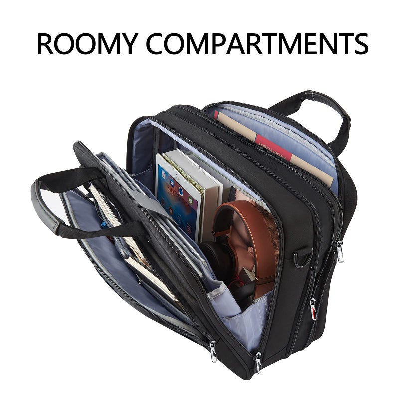 VANKEAN Laptop Briefcase Premium Laptop Case Fits Up to 17.3 Inch Business Shoulder Bag Laptop Expandable Water-Repellent Messenger Bag for Men/Women Computer Bag for Travel/Business/Black - Image 4