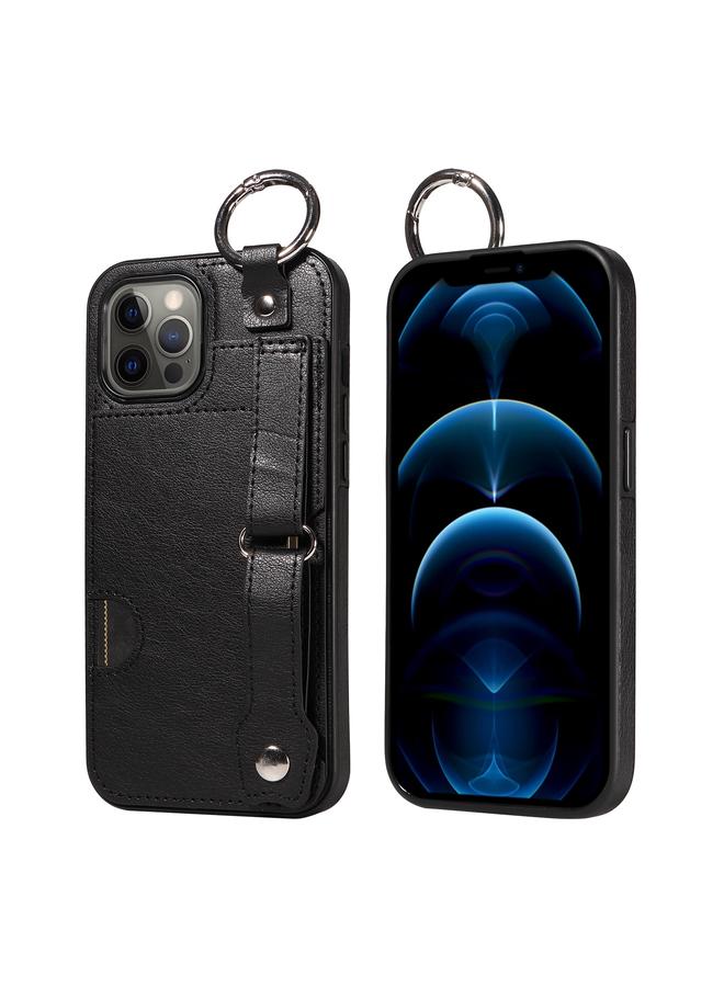 Zaboon Case For iPhone 12 Pro Max Calf Texture Wrist Card Slot Ring Phone Case - Image 1