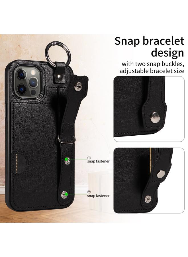 Zaboon Case For iPhone 12 Pro Max Calf Texture Wrist Card Slot Ring Phone Case - Image 2