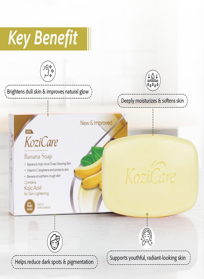 Kozicare Banana Soap with Kojic Acid & Vitamin C | Skin Brightening | Glowing & Smooth Skin | Antioxidant Rich Bath Bar for Men & Women | 75 g - Image 5