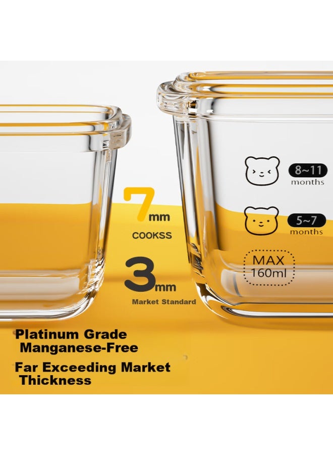 Cookss Baby Food Bowls, Glass Baby Food Containers, Steaming And Cooking, Baby Steamed Egg Bowls, Graduated Storage Containers, Food Preservation Boxes, 2-piece Set - Image 5