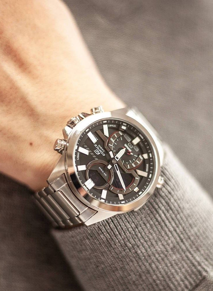 CASIO Edifice Analog-Digital Stainless Steel Men's Watch ECB-30D-1A - Image 3