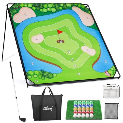 Liberry Golf Chipping Game with Large Chipping Mat Upgraded Adjustable Golf Club 25 Sticky Balls Outdoor Indoor Sports Toy Gifts for Adults Kids Family Yard Target Game - Image 1