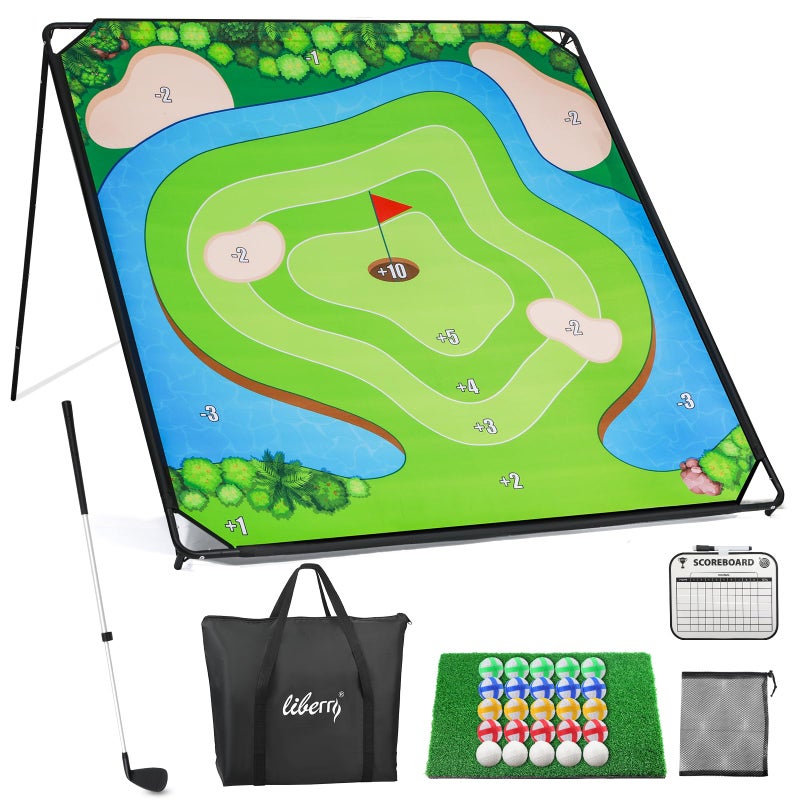 Liberry Golf Chipping Game with Large Chipping Mat Upgraded Adjustable Golf Club 25 Sticky Balls Outdoor Indoor Sports Toy Gifts for Adults Kids Family Yard Target Game - Image 3