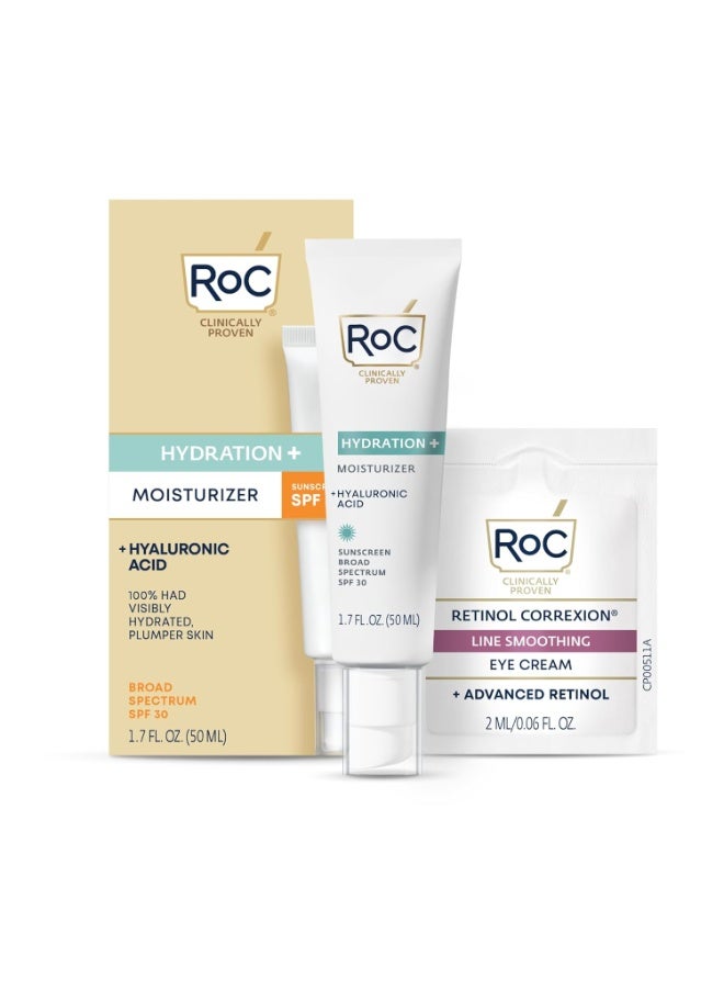 RoC Multi Correxion 1.5% Pure Hyaluronic Acid Anti Aging Daily Face Moisturizer with Sunscreen, SPF 30 Broad Spectrum Moisturizer + Retinol Eye Cream Packette - Image 4