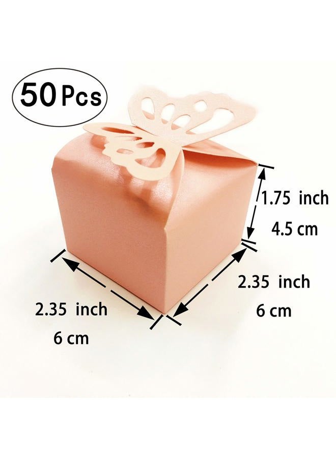AWESON PARTY Pink Cube Candy Treat Boxes Set Butterfly Gift Box Bulk Wedding Favors Mothers Day Baby Shower Supplies 2x2x2 inch, 50pc - Image 2