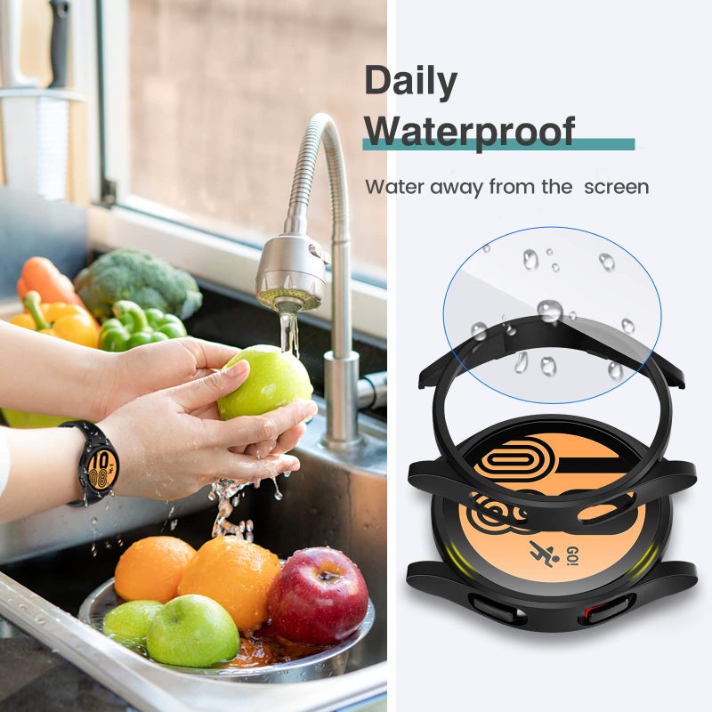 Tensea [4+4Pack for Samsung Galaxy Watch FE 2024/5 2022/4 2021 Screen Protector Case 40mm Accessories, Hard PC Bumper/HD Anti-Fog Tempered Glass Protective Film, Face Cover Set - Image 4