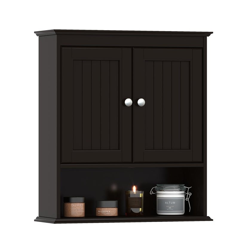 Spirich Bathroom Cabinet Wall Mounted, Wood Hanging Cabinets with Doors and Shelves, Medicine Cabinet Over The Toilet, Espresso - Image 1