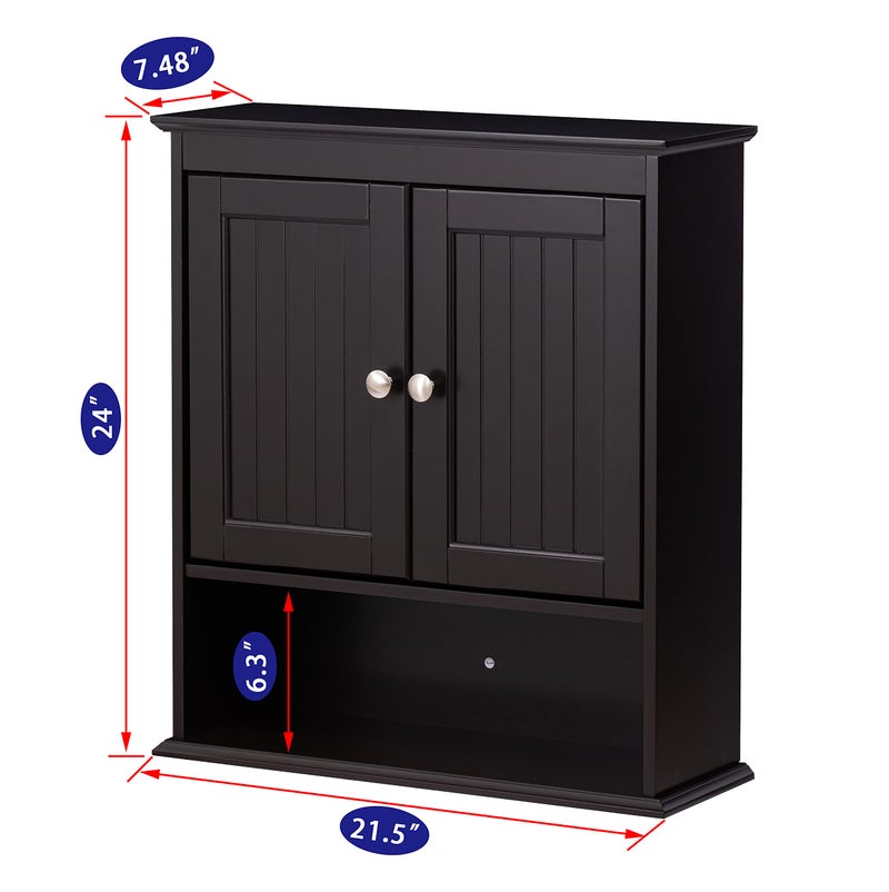 Spirich Bathroom Cabinet Wall Mounted, Wood Hanging Cabinets with Doors and Shelves, Medicine Cabinet Over The Toilet, Espresso - Image 4