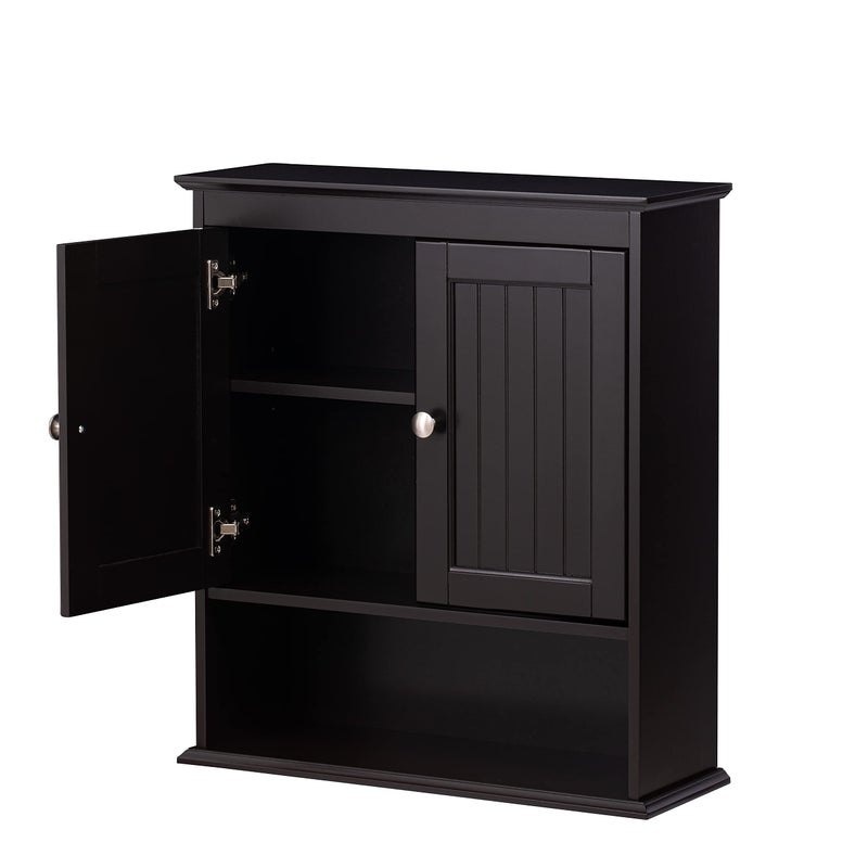 Spirich Bathroom Cabinet Wall Mounted, Wood Hanging Cabinets with Doors and Shelves, Medicine Cabinet Over The Toilet, Espresso - Image 3