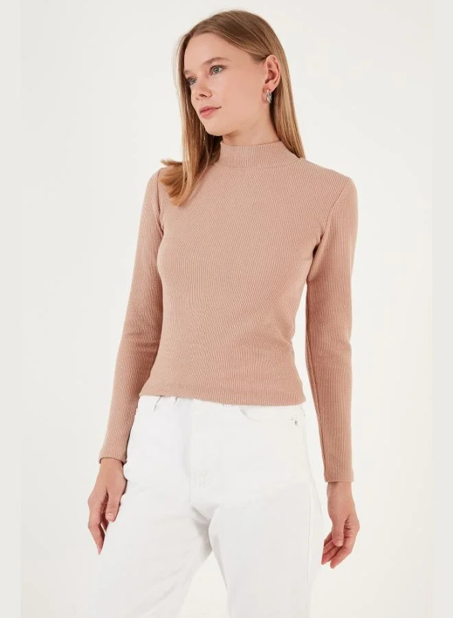 Lela Lela Ribbed Flexible Slim Fit Half Turtleneck Sweater Women's SWEATER 5865344