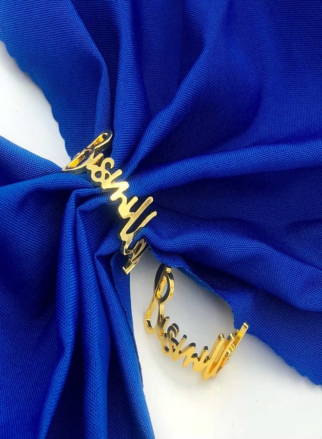 مجموعة WELLYUK من 6 حلقات معدنية لمناديل بسم الله، مشبك أنيق ذهبي اللون لحمل مناديل رمضان، مناسب لحفلات الزفاف والمناسبات والأعياد وتزيين طاولات الطعام. - Image 3