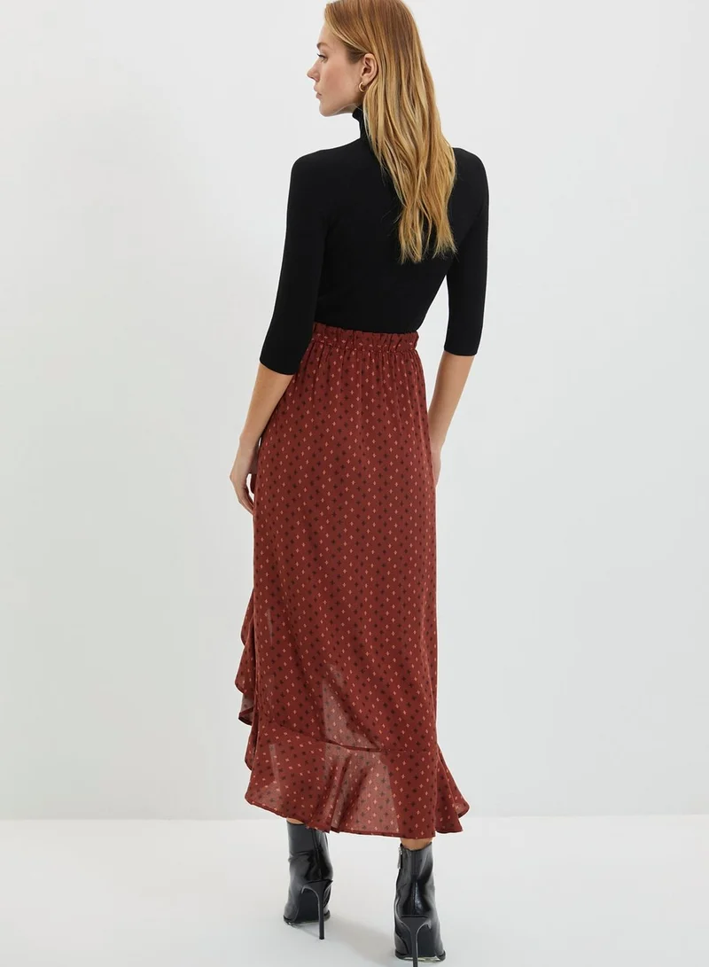 trendyol Ruffle Detail Printed Skirt