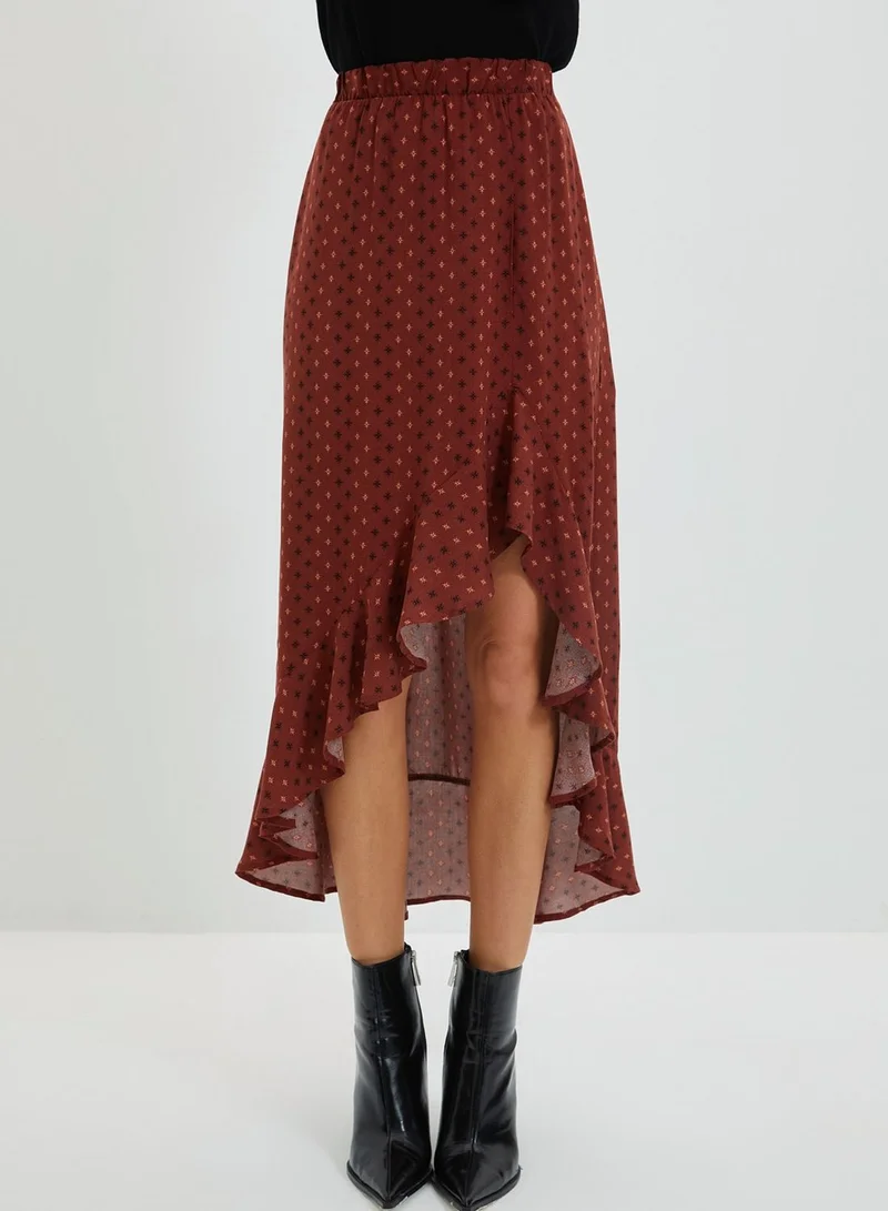 trendyol Ruffle Detail Printed Skirt