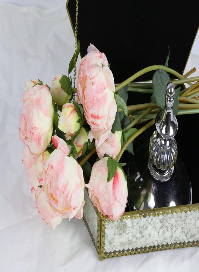 IPOPU Pink Peonies Artificial Flowers 2 Bouquets Silk Peonies with Stems Real Look 14PCS Fake Pink Flowers Centerpieces for Tables Wedding Bouquet Faux Flowers Crafts Floral Arrangement - Image 4