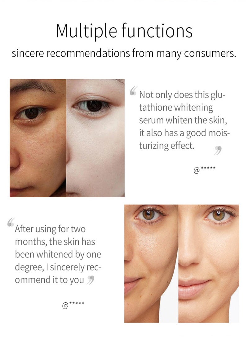 Lanthome Glutathione Serum, Glutathione White Serum, Enriched with Glutathione Vitamin C& Kojic Acid, Hydrating Moisturizing Brightening Skin Reduces Fine Lines & Wrinkles, Dark Spot Remover Face Serum - Image 2