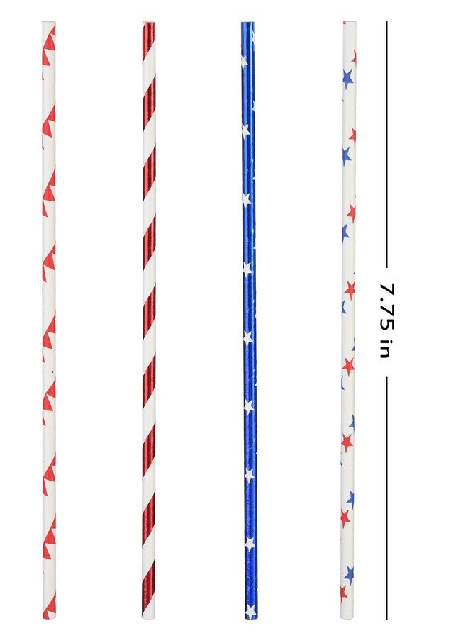 ALINK American Flag Red Blue White Paper Straws, 100 Straws for Memorial Day /4th of July, Super Bowl, Patriotic Party, Americana Themed Party Celebration - Image 3