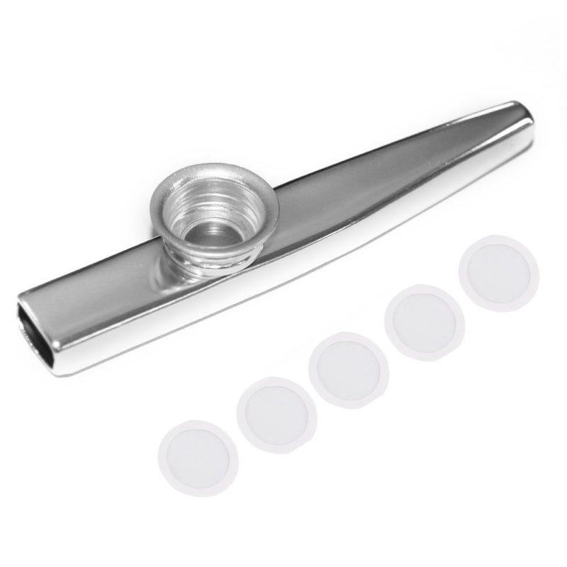 PERLMAN Aluminium Alloy Metal Kazoo with 5 Flute Diaphragms - Portable Lightweight Musical Instrument for Kids, Beginners & Music Lovers (Silver) - Image 1