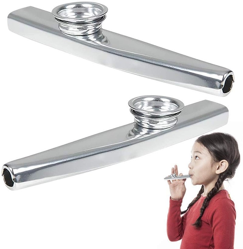 PERLMAN Aluminium Alloy Metal Kazoo with 5 Flute Diaphragms - Portable Lightweight Musical Instrument for Kids, Beginners & Music Lovers (Silver) - Image 2