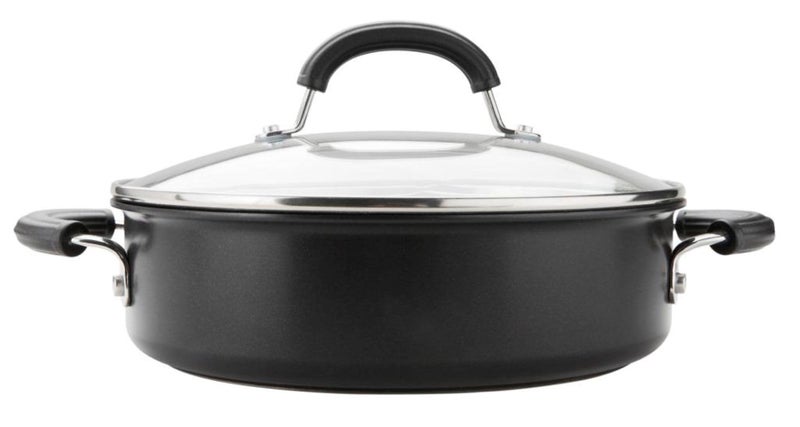 Circulon Total Non Stick Saute Pan with Lid 28cm  Induction Suitable Deep Saute Pan with Toughened Glass Lid Durable Oven  Dishwasher Safe Cookware Black