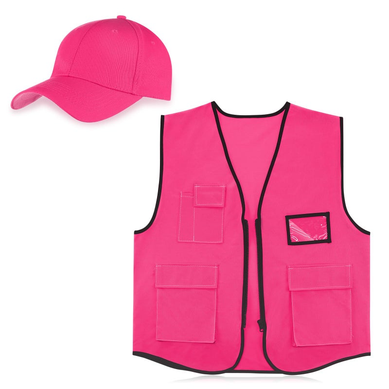 Jeere 2 PCS Blaze Pink Hunting Vest and Hat Set Knitted Hat for Adult Hiking and FishingBaseball Cap - Image 2