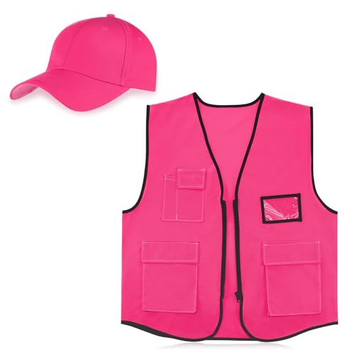 Jeere 2 PCS Blaze Pink Hunting Vest and Hat Set Knitted Hat for Adult Hiking and FishingBaseball Cap - Image 1
