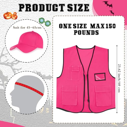 Jeere 2 PCS Blaze Pink Hunting Vest and Hat Set Knitted Hat for Adult Hiking and FishingBaseball Cap - Image 3