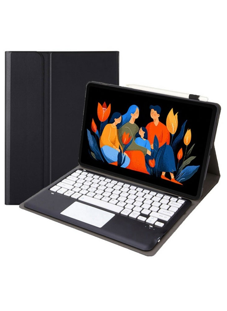 AM33-A For Lenovo Xiaoxin Pad 2025 Protective Case with Touchpad Keyboard Ultra Thin Detachable TPU Cover - Black/White - Image 1